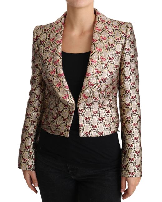 Dolce & Gabbana Brown Floral Sequined Blazer Coat Jacket Clothing