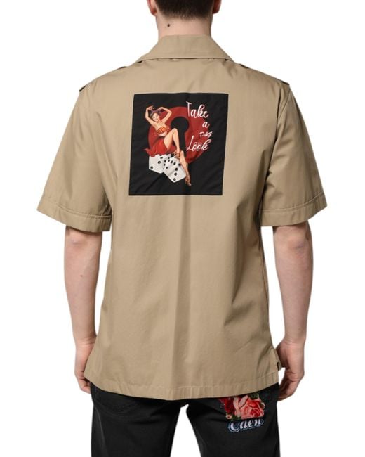 Dolce & Gabbana Natural Graphic Print Short Sleeves Shirt for men