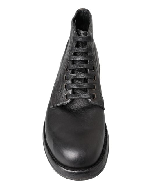 Dolce & Gabbana Black Horse Leather Perugino Boots for men