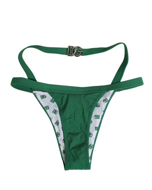 Dolce & Gabbana Green Logo Plaque Nylon Brief Panty Underwear Elastane Clothing