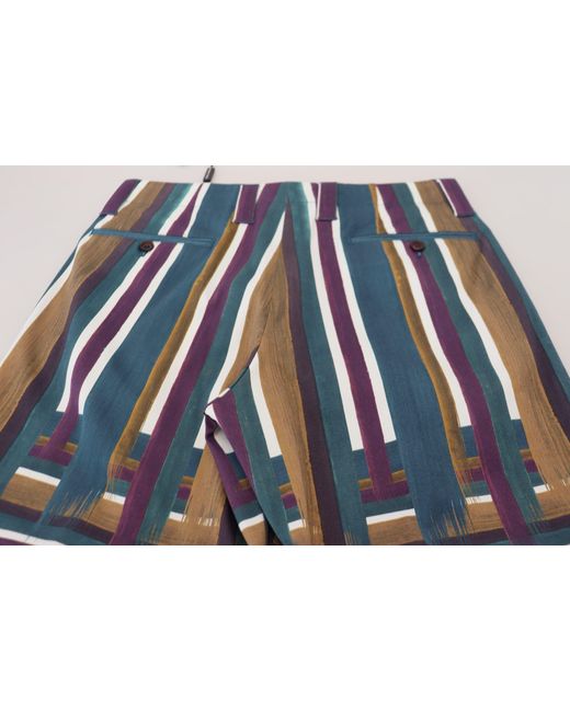 Dolce & Gabbana Blue Striped Stretch Cotton Shorts for men