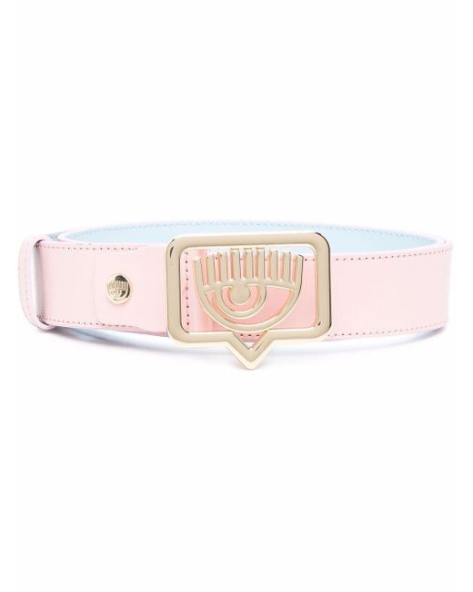 Chiara Ferragni Pink Eyelike Plaque Buckled Belt