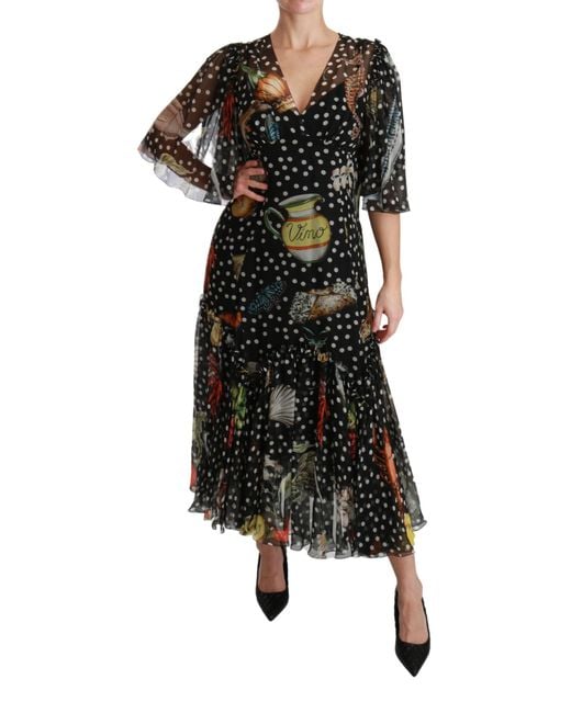 Dolce & Gabbana Black Sea Fish Sicily A-line Shift Dress