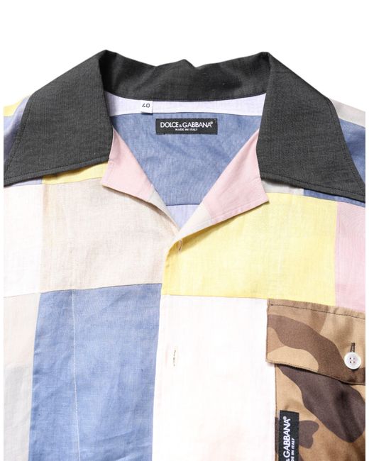 Dolce & Gabbana Multicolor Patchwork Short Sleeve Shirt for men