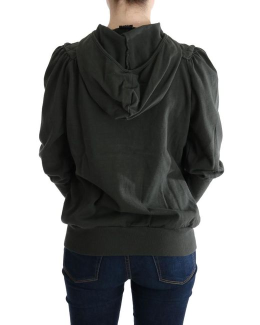 Exte Black Top Hooded Cotton Zipper Sweater