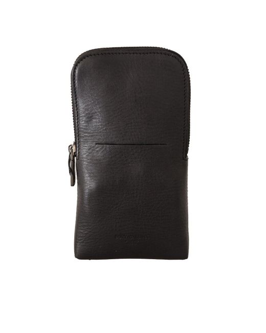 Dolce & Gabbana Black Leather Purse Double Belt Strap Multi Kit Wallet for men