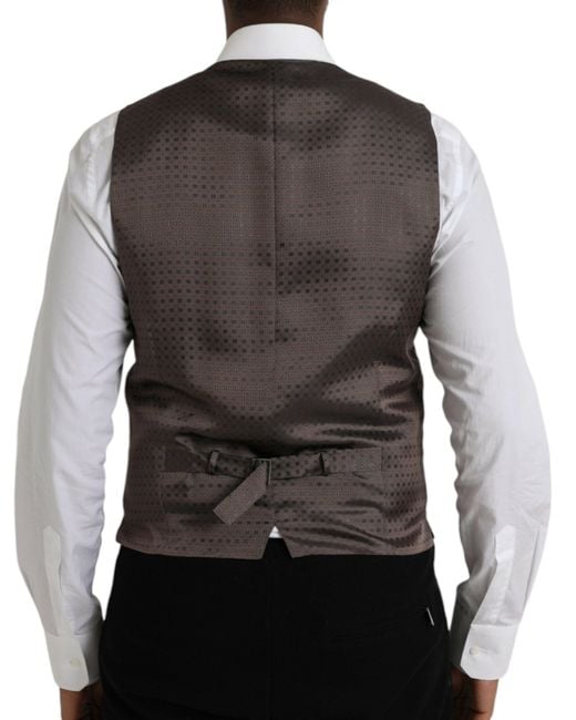 Dolce & Gabbana Black Silk Waistcoat Dress Formal Vest for men