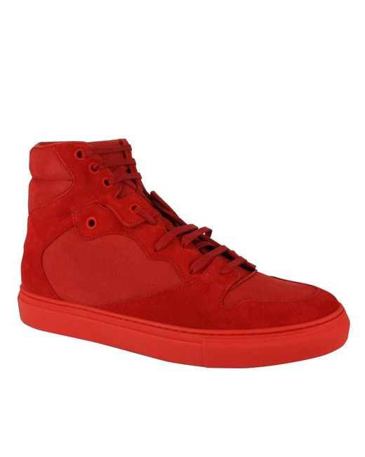Balenciaga Hi Top Nu-buck Suede / Rubber Sneaker 412347 in Red for Men ...
