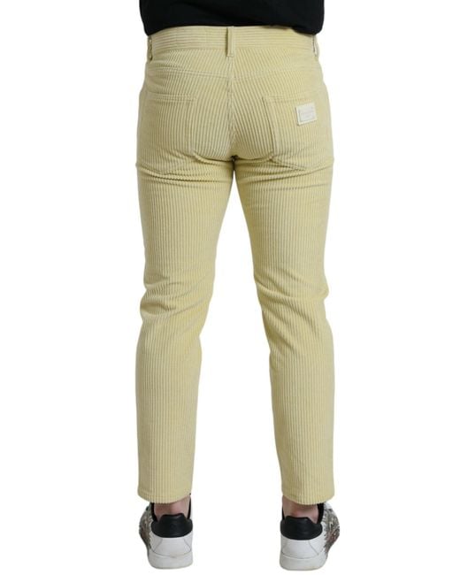 Dolce & Gabbana Natural Corduroy Logo Plaque Skinny Denim Jeans for men