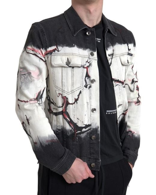 Dolce & Gabbana Black Cotton Collared Denim Jacket for men