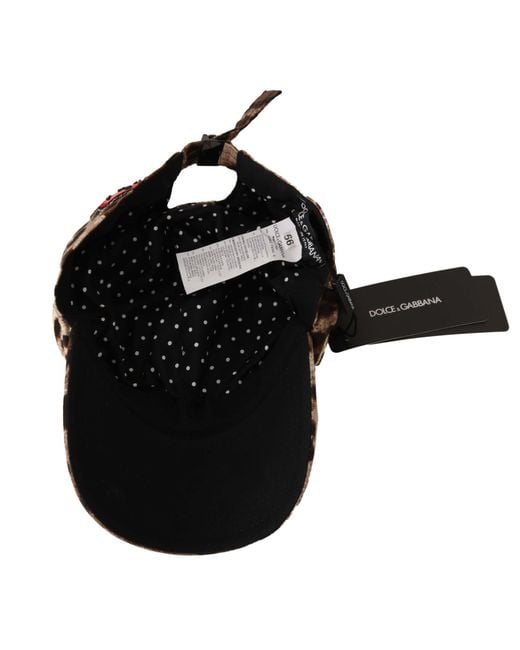 Dolce & Gabbana Black Leopard Sequin Sicily Applique Baseball Hat Cotton