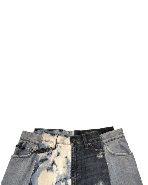Dolce & Gabbana Gray Patchwork Jeans Tiedye Ripped for men