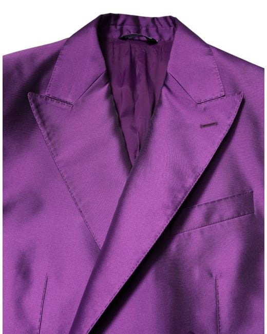 Dolce & Gabbana Purple Double Breasted Silk Blazer for men