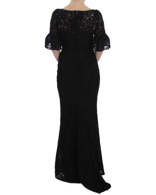 Dolce & Gabbana Black Floral Lace Long Bodycon Maxi Dress