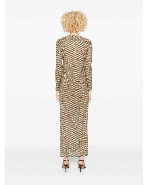 Siyu Natural V-Neck Long Sleeves Money Kaftan Dress