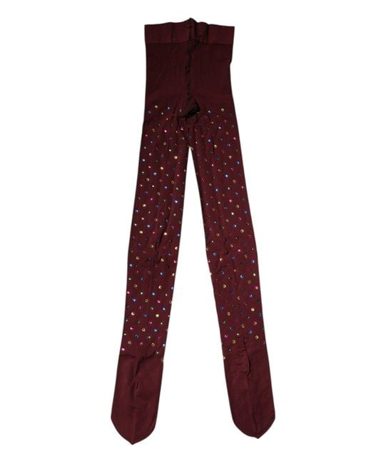 Dolce & Gabbana Purple Nylon Crystal Embellished Pantyhose Tights