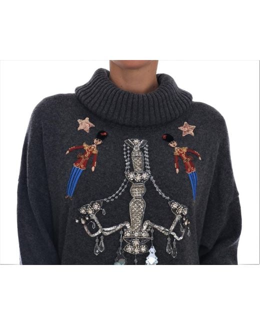 Dolce & Gabbana Black Fairy Tale Crystal Cashmere Sweater