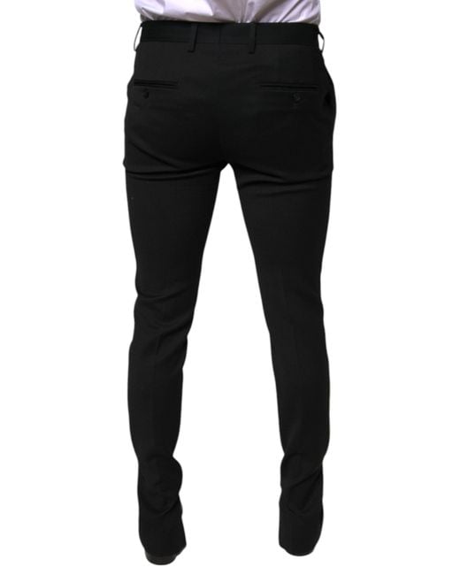 Dolce & Gabbana Black Wool Skinny Formal Dress Pants for men