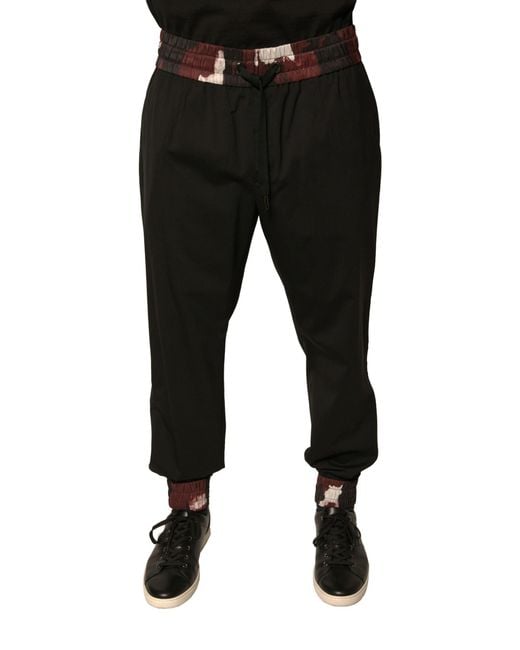 Dolce & Gabbana Black Camouflage Wool Jogger Sweatmen's Pants for men