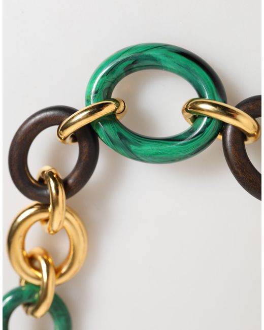 Dolce & Gabbana Multicolor Brass Tiger Lily Floral Chai Necklace