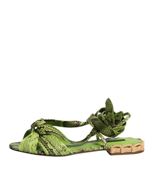 Dolce & Gabbana Green Flat Sandals