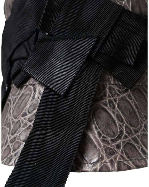 Dolce & Gabbana Black Patterned Leather Bucket Hat