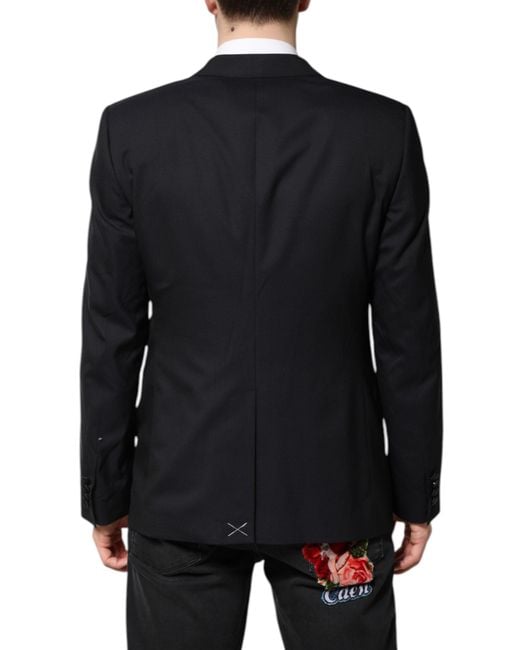 Dolce & Gabbana Black Dark Martini Wool Suit 2 Piece Jacket for men