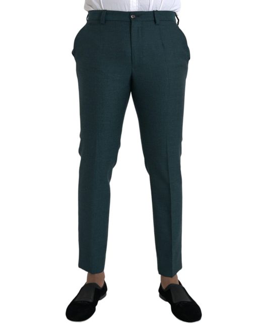 Dolce & Gabbana Blue Wool Skinny Slim Dress Pants for men