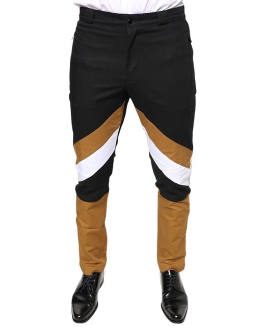 Dolce & Gabbana Black Stripe Skinny Cotton Pants for men