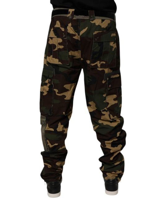 Dolce & Gabbana Black Cargo Pants Camouflage Detail for men