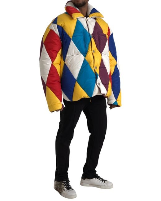Dolce & Gabbana Blue Windbreaker Puffer Jacket for men