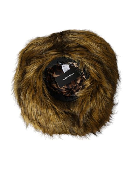 Dolce & Gabbana Green Modacrylic Faux Fur Bucket Hat