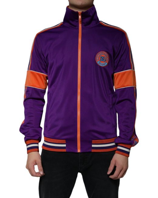 Dolce & Gabbana Purple Polyester Full Zip Long Sleeve Sweater for men