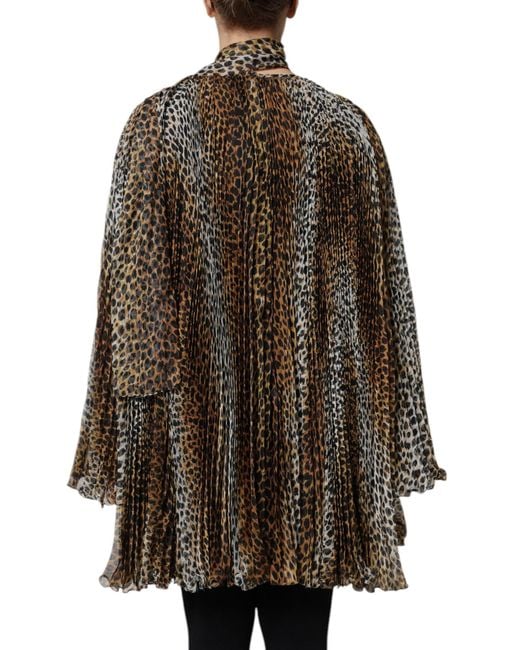 Dolce & Gabbana Brown Leopard Print Pleated Mini Dress