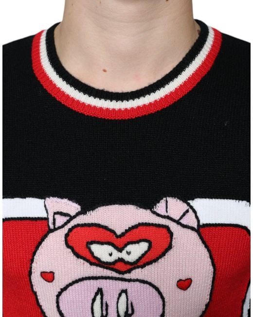Dolce & Gabbana Black Cashmere Pig Of The Year Pullover Sweater for men