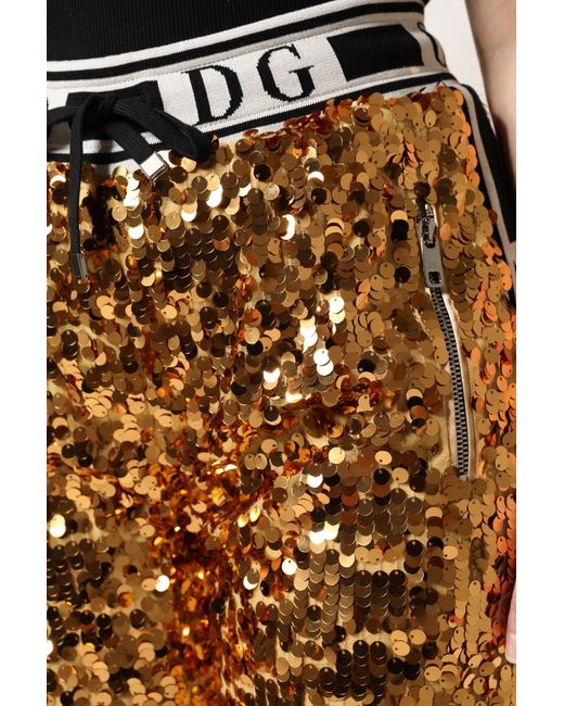 Dolce & Gabbana Metallic Dg Logo Sequined Jogger Pants
