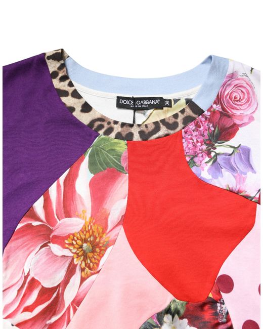 Dolce & Gabbana Pink Patchwork Short Sleeve Blouse Top