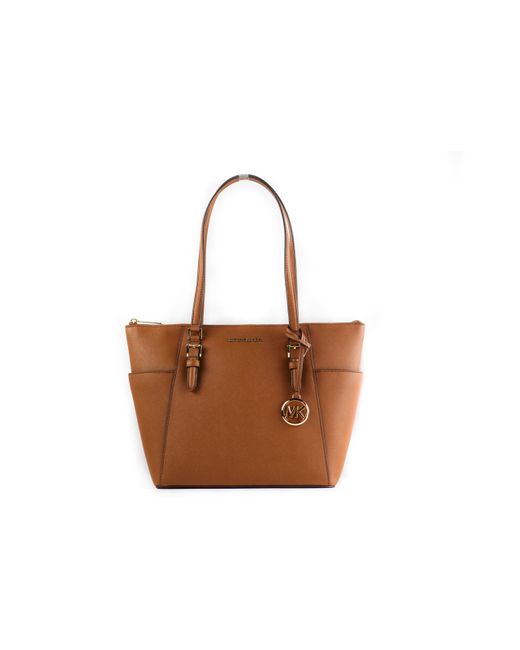 Michael Kors Charlotte Signature Leather Large Top Zip Tote Hand Bag in ...