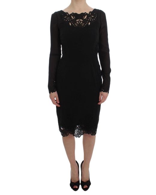 Dolce & Gabbana Black Silk Stretch Sheath Dress