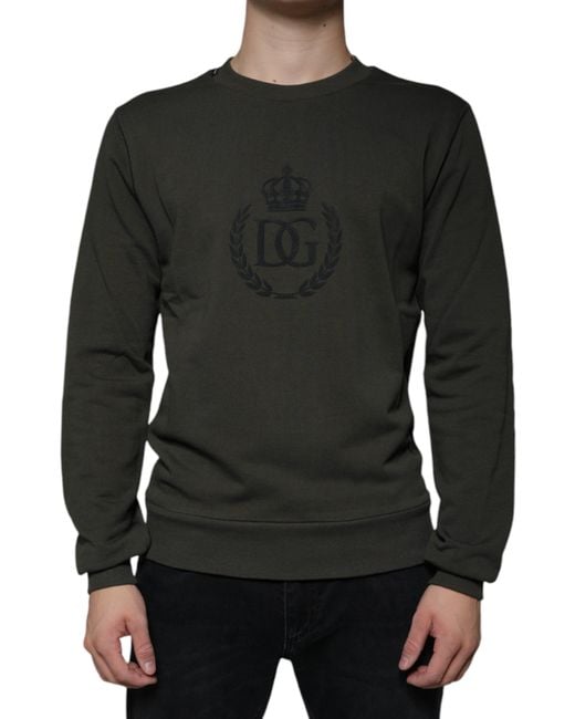 Dolce & Gabbana Black Army Dg Crown Crew Neck Pullover Sweater for men