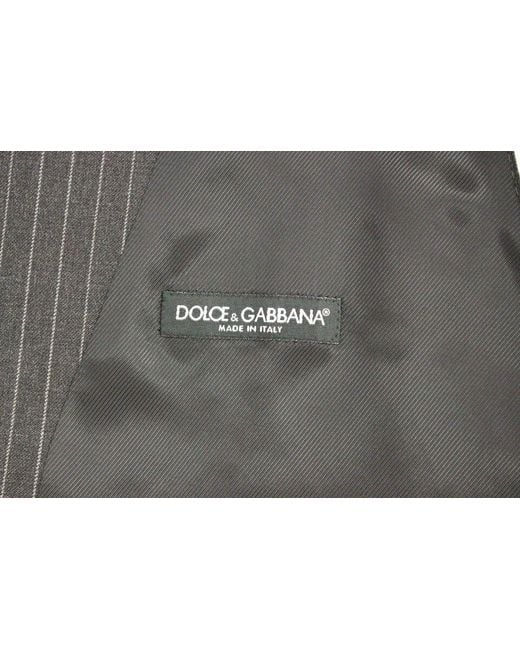 Dolce & Gabbana Black Striped Wool Single Breasted Vest Clothing for men