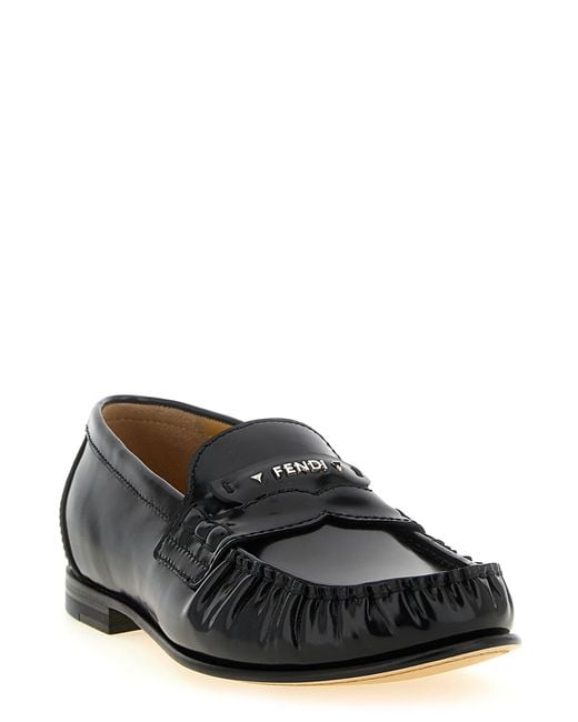 Fendi Black Calfskin Slip-On Loafers