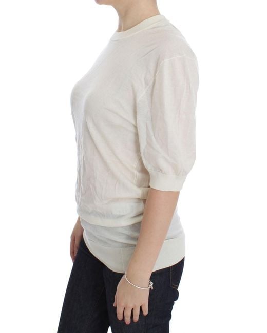 Dolce & Gabbana White 100% Cashmere Sweater