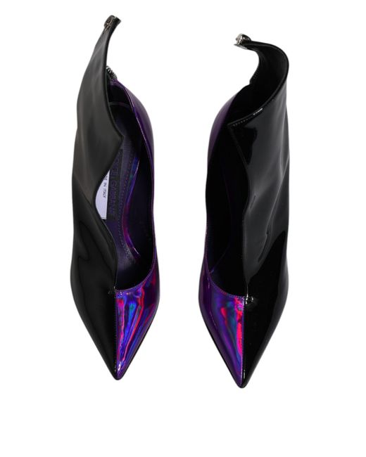 Dolce & Gabbana Purple Pointed Ankle Boots Shoes
