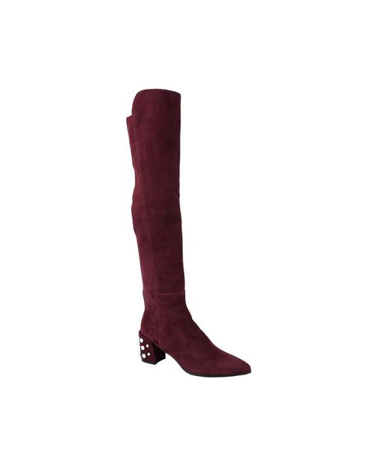 Stuart Weitzman Red Suede Knee High Boot