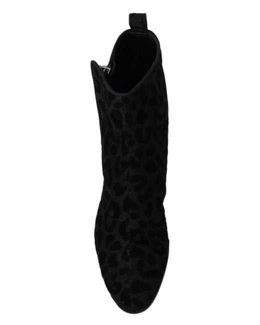 Dolce & Gabbana Black Leopard Short Boots Zipper Shoes
