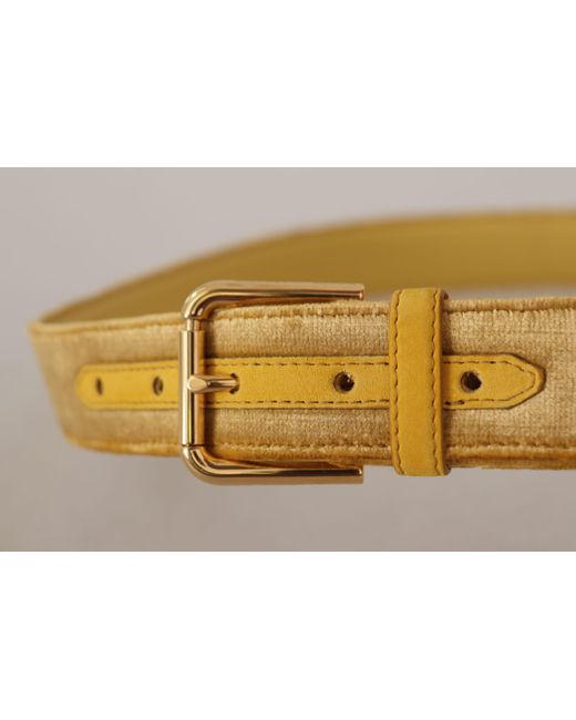 Dolce & Gabbana Metallic Elegant Velvet Designer-Buckled Belt