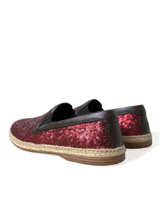 Dolce & Gabbana Red Sequined Loafers Slippers Shoes for men