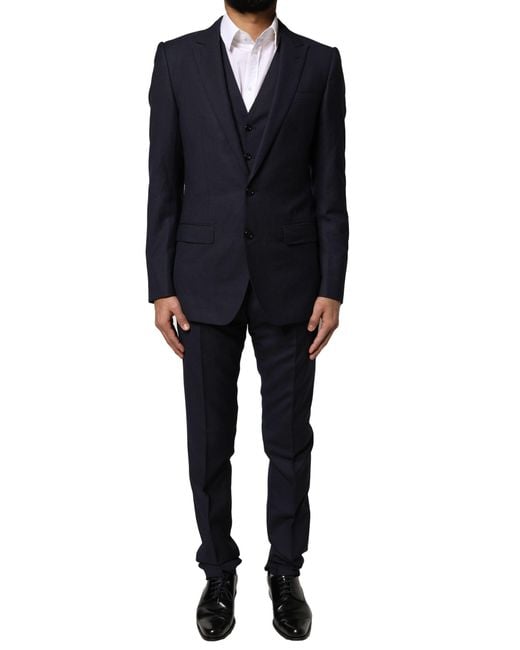 Dolce & Gabbana Black Fantasy Martini 3 Piece Formal Suit for men