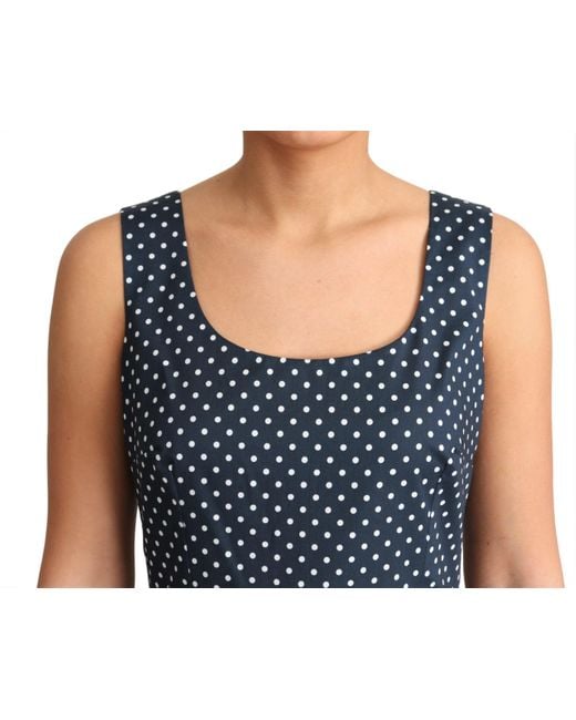 Dolce & Gabbana Blue Dotted Cotton A-Line Gown Dress
